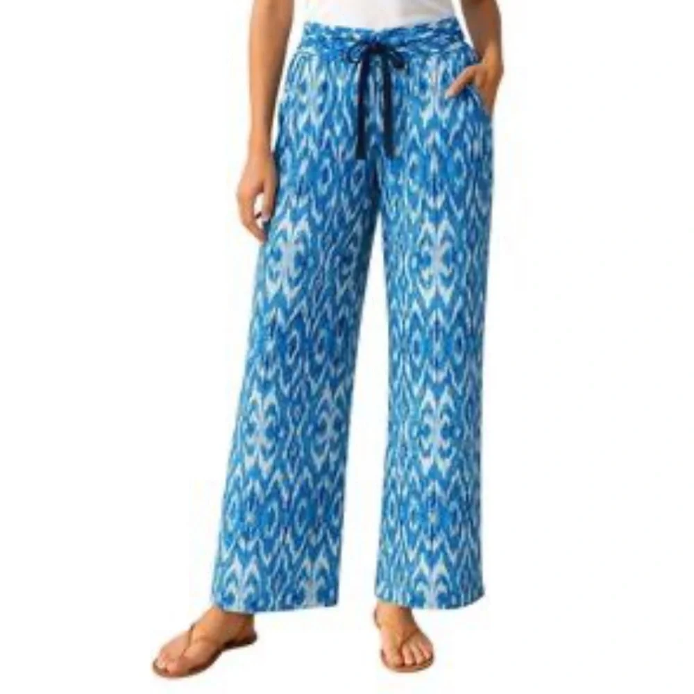 DORA LANDA Silk Ikat Print Wide Leg Trousers - Picture 16 of 16